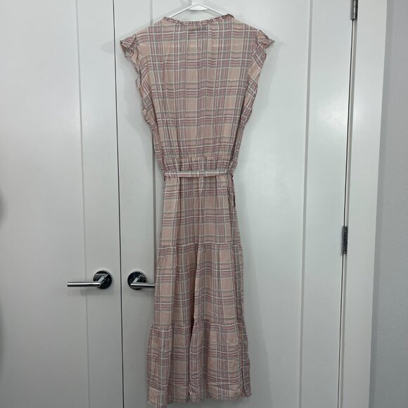 Adelyn Rae Large Pink Plaid Sleeveless Prairie Flounce Dress with Pockets - Picture 14 of 16